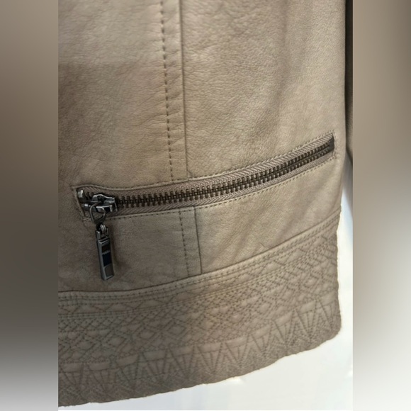 Christopher & Banks Taupe Faux Leather Jacket Size Medium - Picture 4 of 8